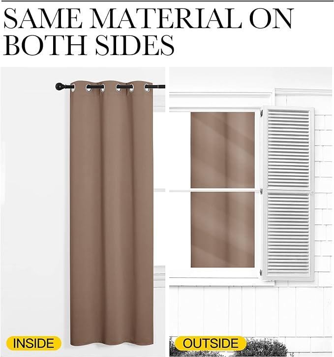 NICETOWN Sound Reducing Room Divider Curtain Screen Partition, Function Thermal Blackout Patio Door Curtain Panel, Sliding Door Insulated Curtain, Cappuccino, 5ft Wide x 11ft Long