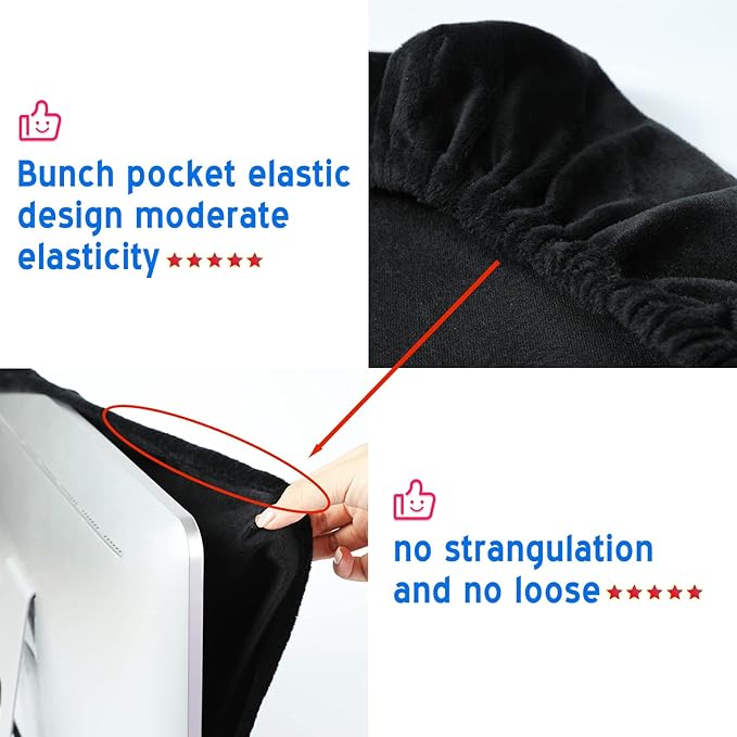 21.5" 22" 23" 24" Computer Monitor Dust Cover,Black Screen Protective Sleeve Compatible with iMac 21.5-24 Inch Desktop Computer, Anti-Static Dustproof LCD/LED/HD Panel Case,Velvet