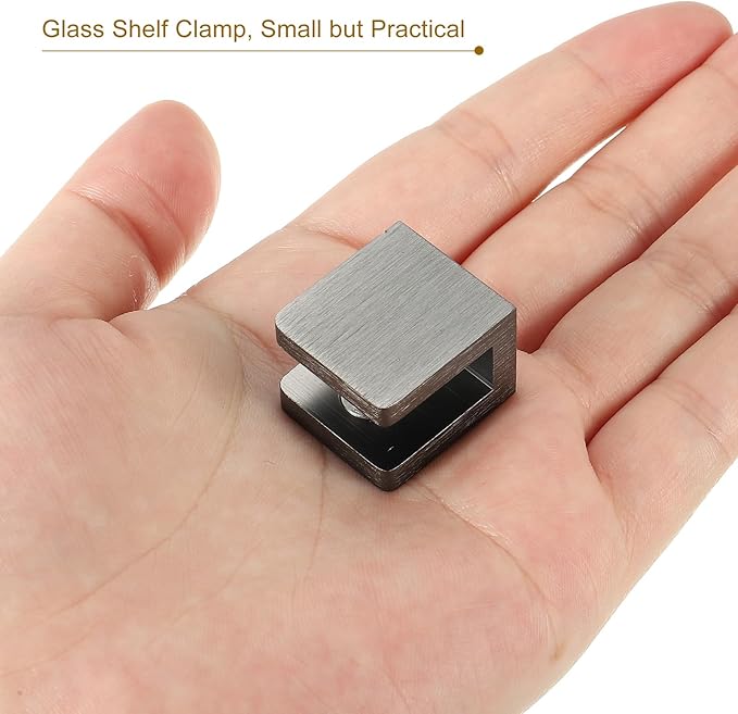 Uxcell Brass Glass Shelf Clamp, 10Pcs for 5-8mm Thick Glass, Adjustable Bracket Support Holder, Black