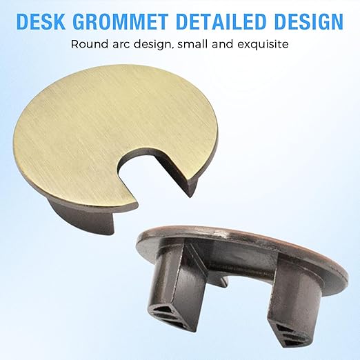 Desk Grommet 1-3/8" (35 mm), Desk Cord Hole Cover, Cable Grommet Metal Zinc Alloy Materilal, Desk Hole Grommet for Office and Home Table Cable, Detachable Cable Cord Organizer (Matte Silver 1 Pcs)
