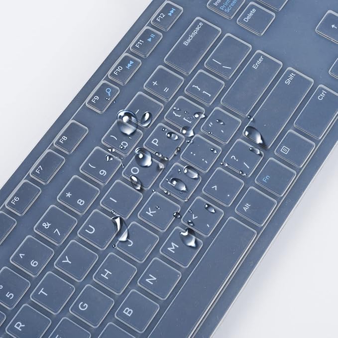 Keyboard Cover Skin for Dell KB216 Wired & Dell KM636 Wireless Keyboard/Dell Optiplex 5250 3050 3240 5460 7450 7050/Dell Inspiron AIO 3475/3670/3477 All-in one Desktop Keyboard Cover Protector, Clear