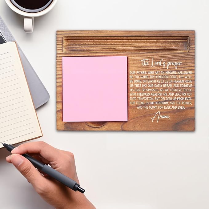 The Lord’s Prayer Sticky Note Holder, Christian Desk Organizer for Religious Social Worker Therapist Counselor Educators Gift for Office Self-Stick Note Pad Holders EDP115