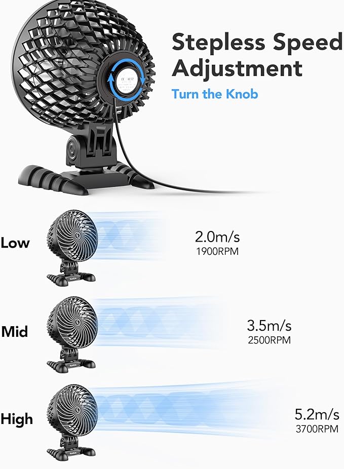 AaoLin USB Desk Fan, Table Fan with CVT Variable Speeds, Quiet Portable, Desktop Mini Personal Fan for Room, Home, Office, Black