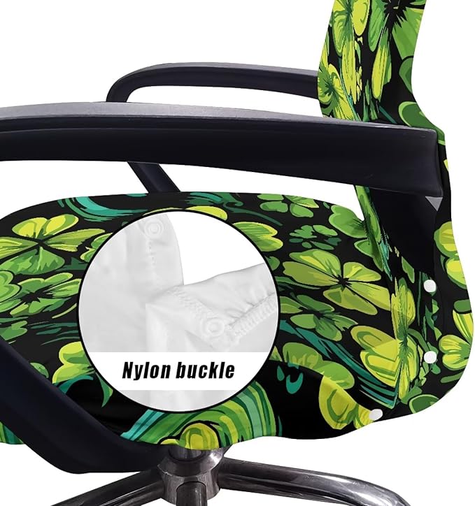 Talayituse Shamrock Leaves Print Office Chair Covers, Stretch Computer Chair Cover, Universal Boss Chairs Covers Modern Simplism Style High Back Chairs Slipcover St Patrick's Day Decor, Small
