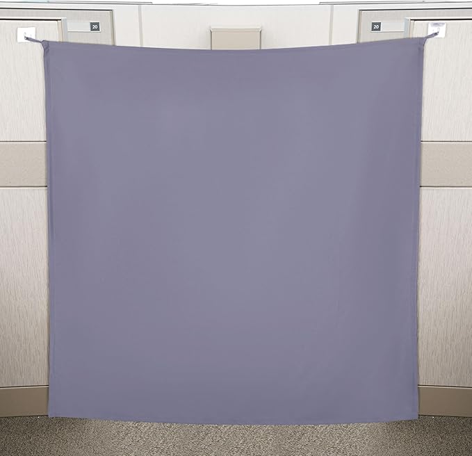 Pinkunn 40 x 48 Inch Office Cubicle Curtain with Stainless Steel Self Adhesive Hook Portable Privacy Door Partition Room Office Divider(Gray)