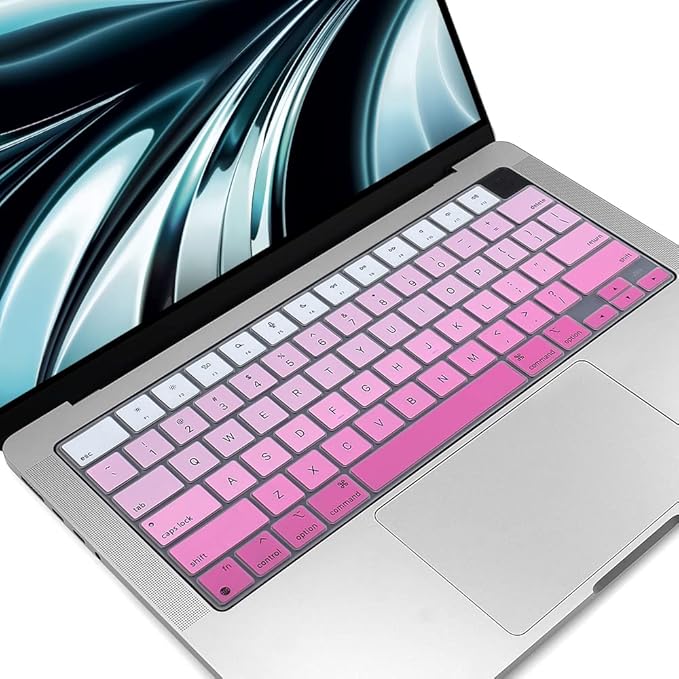ProElife Keyboard Cover Skin for 2026-2022 MacBook Air 13.6 inch 15.3 inch M5 M4 M3 M2 Chip U.S Enter Silicon Protector for MacBook Air 13'' 15'' M5 M4 M3 2026 2025 2024 2023 Accessory (Ombre Pink)