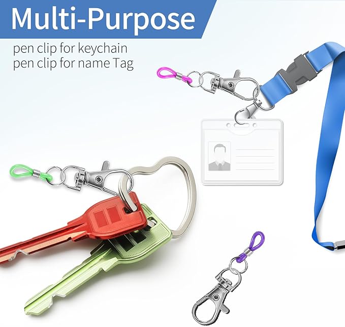 GAQWOK 10PCS Retractable Pen Holders - Clip on Pens for Badge Reel, Perfect Pen Holder for Lanyard, Nurses, and X-ray Marker Holder
