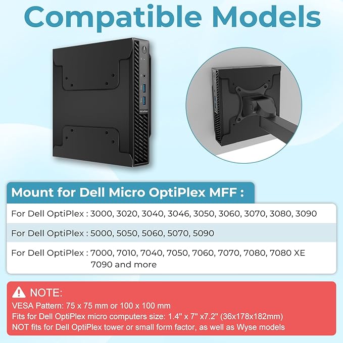 Mini PC Mount for Dell with Pen Holder, VESA Wall Under Desk Mount or Mount to a Monitor Arm, Monitor Stand for Dell OptiPlex MFF 7080 5070 3000 7060 7090 7010 3060 3040 3046 3050 3090 and More Model