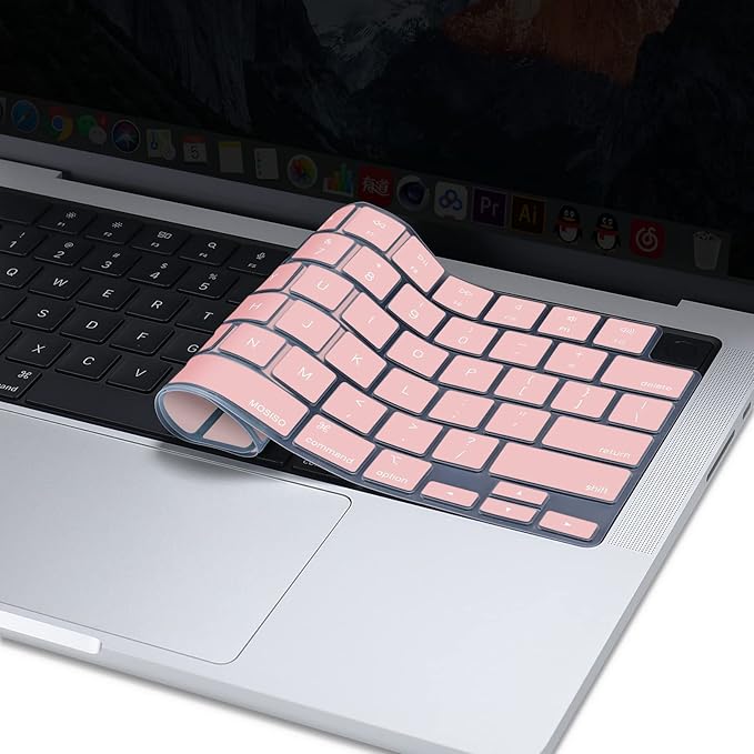 MOSISO Keyboard Cover Skin Compatible with MacBook Air 15 inch M3 A3114 M2 A2941/Air 13.6 A3113 A2681/Pro 14/16 M4 M3 M2 M1, Rose Quartz