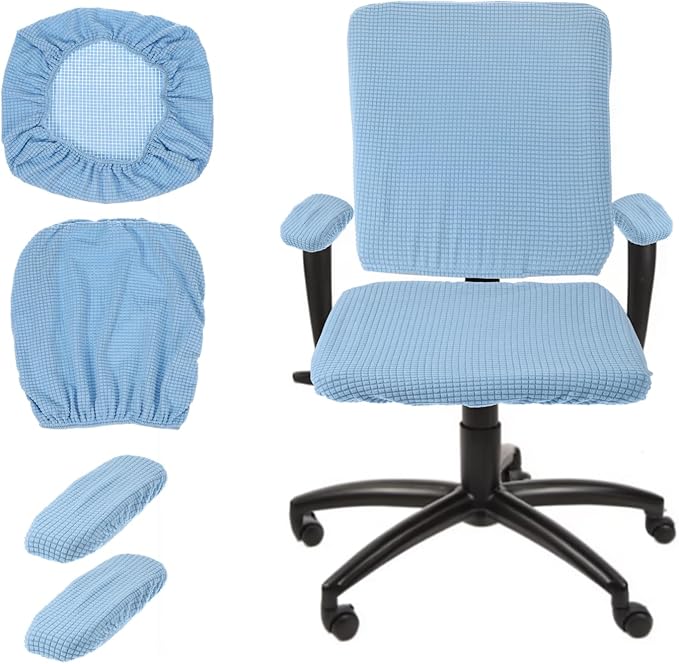 uxcell Computer Office Chair Cover with Armrest Covers for Computer Rotating Chair, Desk Chairs Sky Blue