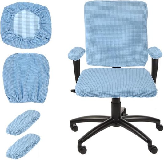 uxcell Computer Office Chair Cover with Armrest Covers for Computer Rotating Chair, Desk Chairs Sky Blue