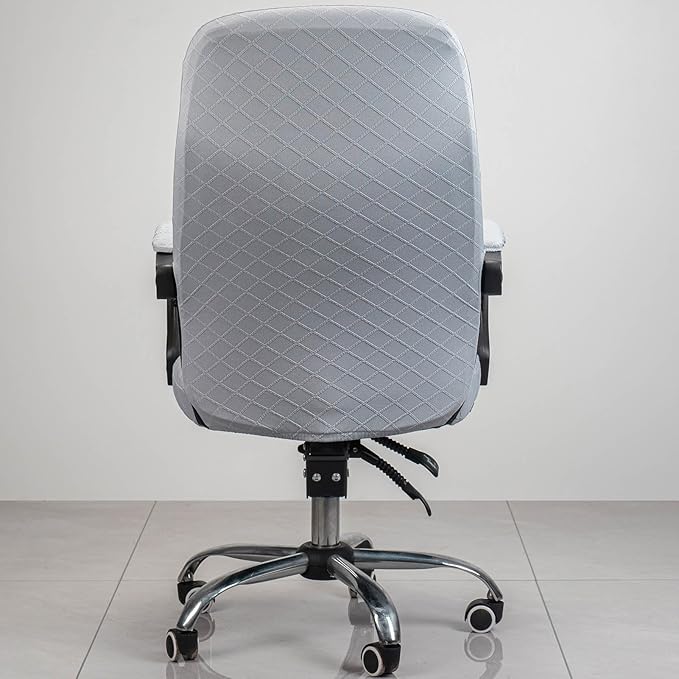Melaluxe Office Chair Cover with Armrest Covers， Universal Stretch Desk Chair Cover, Computer Chair Slipcovers (Size: L) - Light Gray