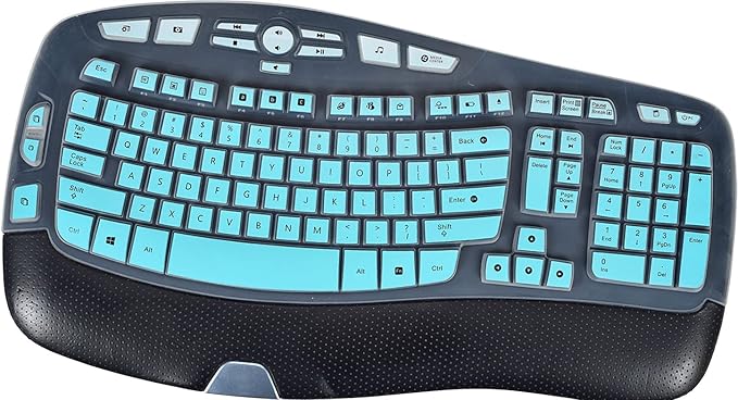Keyboard Cover for Logitech K350 MK550 MK570, Keyboard Skin for Logitech K350 MK550 MK570 Wireless Wave Keyboards Covers Protector Accessories, Ombre Mint Green