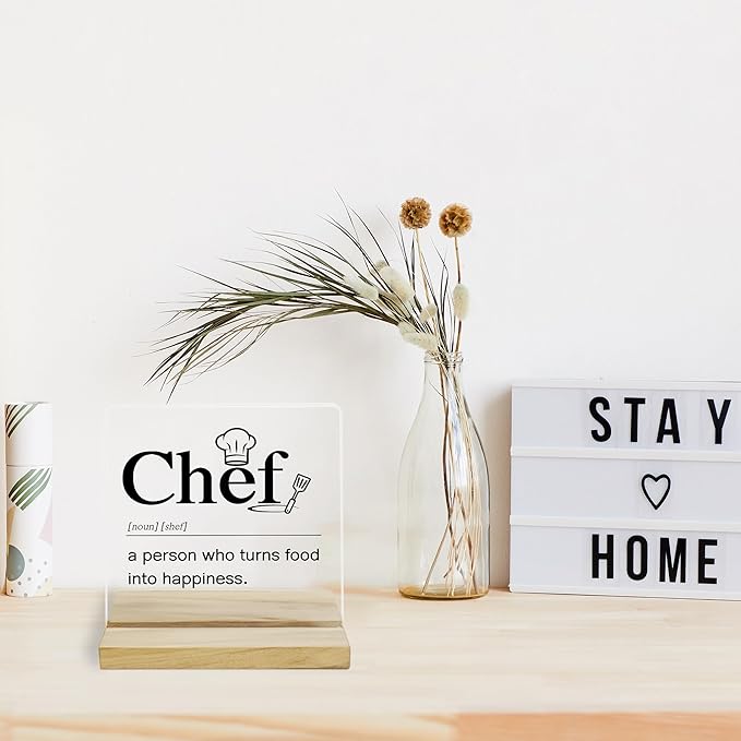 Chef Gift for Men Desk Decor Sign, Chef Appreciation Acrylic Plaque Gifts for Coworker