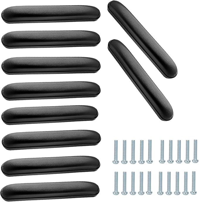 HMZ Full Length Padded Armrest Black 10-1/4" Long Wheelchair and Transport Chair arm Cushions, Black (1 Pair) Compatible with All Brands (10PCS 10-1/4")