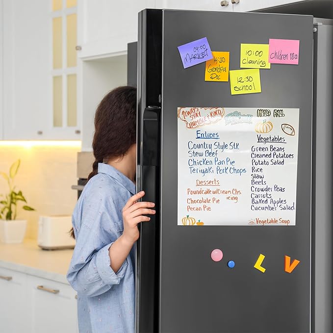 Magnetic Dry Erase Whiteboard for Refrigerators, 24" x 39" White Board on Wall for Organizer and Planner, Kitchen Fridge Shopping List with Marker, Magnetic Eraser and Magnets