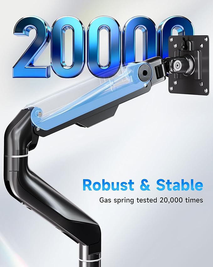 BIZUM Heavy Aluminum Monitor Stand 17 to 43 Inch Monitor Arm, Adjustable-Monitor Mount up to 33lbs with Clamp and Grommet Base, VESA 75x75/100x100mm Black