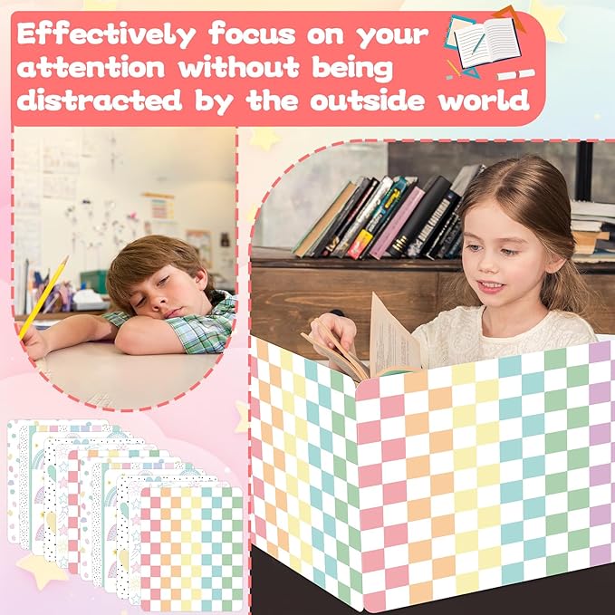 gisgfim 12 Pack Privacy Shields for Student Desk Pastel Desk Dividers Durable Privacy Folders Testing Dividers Shield Study Boards Panel Partition for Classroom Teacher Back to School Supplies