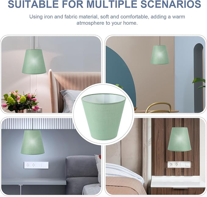 LALAFINA Barrel Lamp Shade Fabric Lampshade Small Lamp Shade Clip on Bulb Cloth Cover for Home Bedroom Living Room, Green