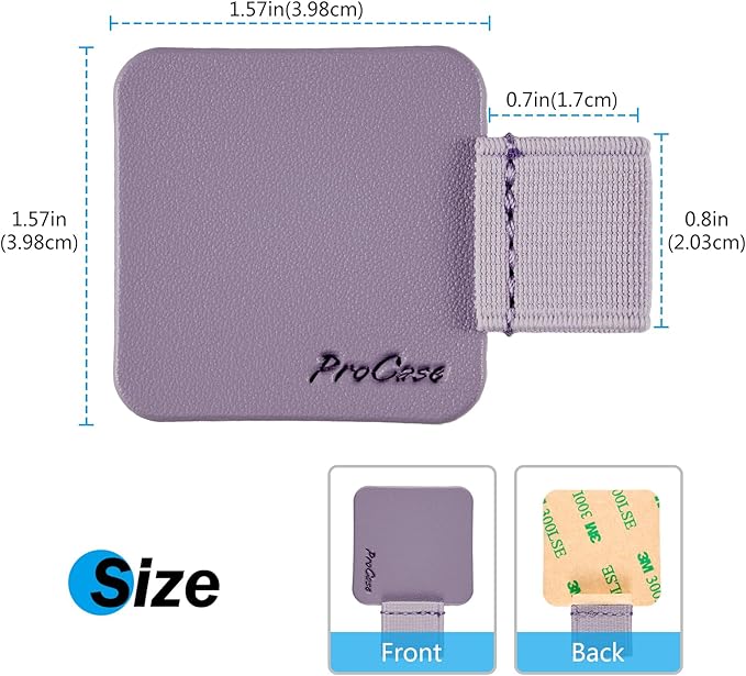 ProCase (5 Pack Pen Loop Holder for Notebooks Journals Planners Tablet Case, Self Adhesive Leather Pencil Holder with Elastic Loop for Pens, Apple Pencil, Stylus Pen -Purple