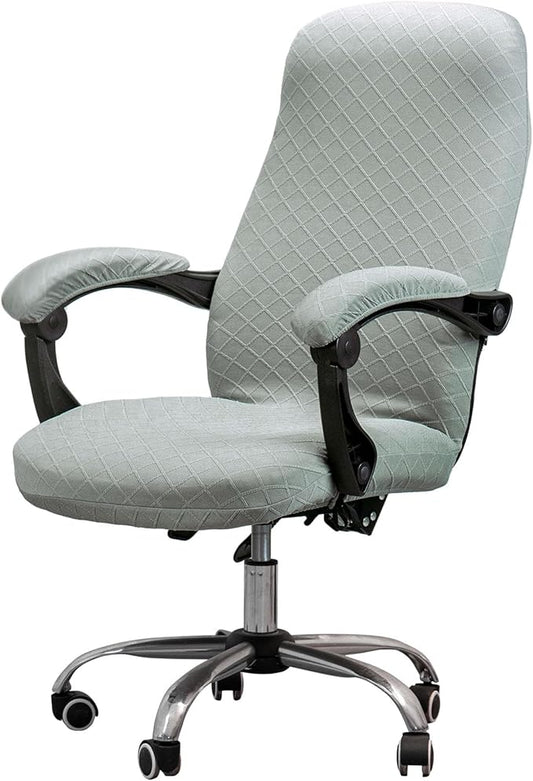 Melaluxe Office Chair Cover with Armrest Covers， Universal Stretch Desk Chair Cover, Computer Chair Slipcovers (Size: L) - Grayish Green
