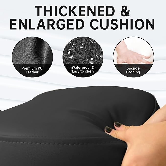 PU Leather Ergonomic Kneeling Chair, Adjustable Home and Office Stool with Thick Pads and Flexible Lockable Brake Wheels for Back Pain Relief (Light Black)