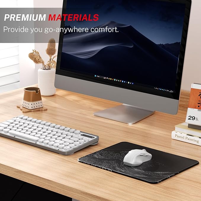 MROCO Mouse Pad [30% Larger] with Anti-Fray Stitched Edges, Premium-Textured Waterproof Surface, Non-Slip Rubber Base, Computer & Gaming Mouse Mat for Laptop, Office & Home, 8.5 x 11 in, Kanagawa Wave