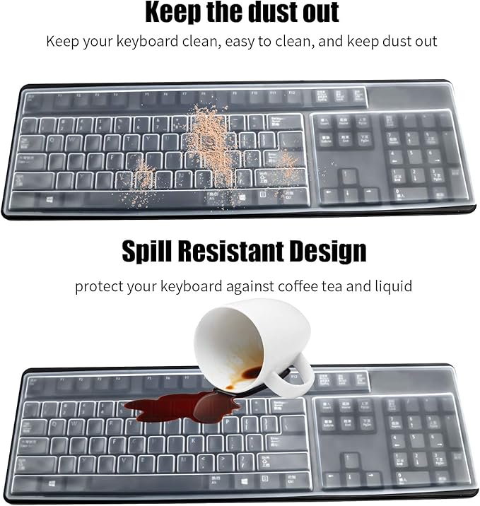 BronaGrand 2 Pack Clear Desktop Computer Keyboard Protection Skin Protector Cover for PC 104/107 Keys Standard Keyboard