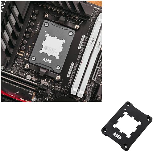 CPU Holder AM5 Anti-Bending Contact Frame with 4Pcs Screws & 1x Screwdriver & 1x Heat Dissipation Corrective Anti-Bending Fixing Frame 2.95x2.2inch (Black)