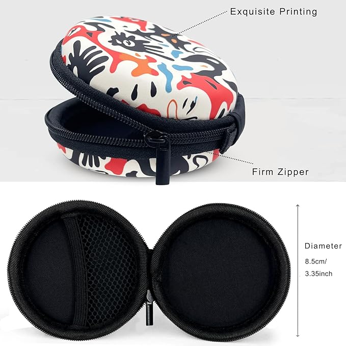 Earbud Case Headphone Organizer Ear Bud Case Portable EVA Carrying Box Storage Bag with Carabiner for AirPods Beats Bose Galaxy Buds 4/3/FE Data Cable Storage (Abstract Painting)