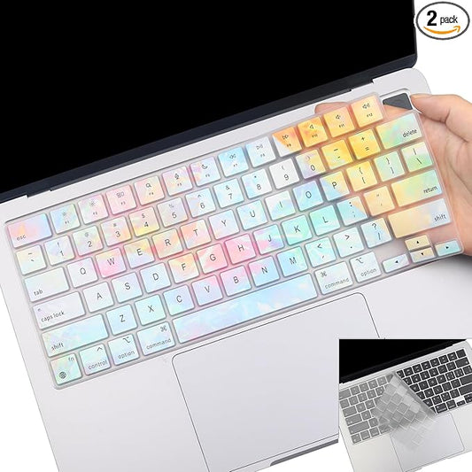 2 Pack Colorful Keyboard Cover for 2026-2023 MacBook Air 13"15" M5 M4 M3 M2, 2026-2021 MacBook Pro 14" 16" M5 M4 M3 M2 M1 Pro/Max,Keyboard Skin for 14.2" 16.2" MacBook Pro /13.6" 15.3"MacBook Air, US