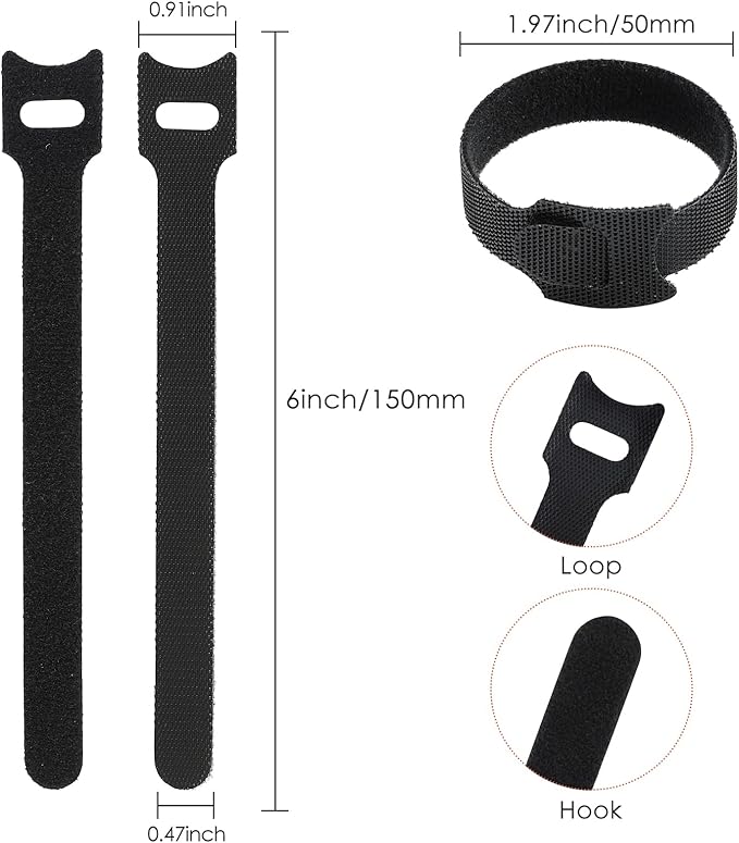MVYC 120PCS 6 Inch Cable Ties Reusable Multi-Purpose Wire Ties Cord Organizer Adjustable Cable Management 5 Colors (Pack of 2)