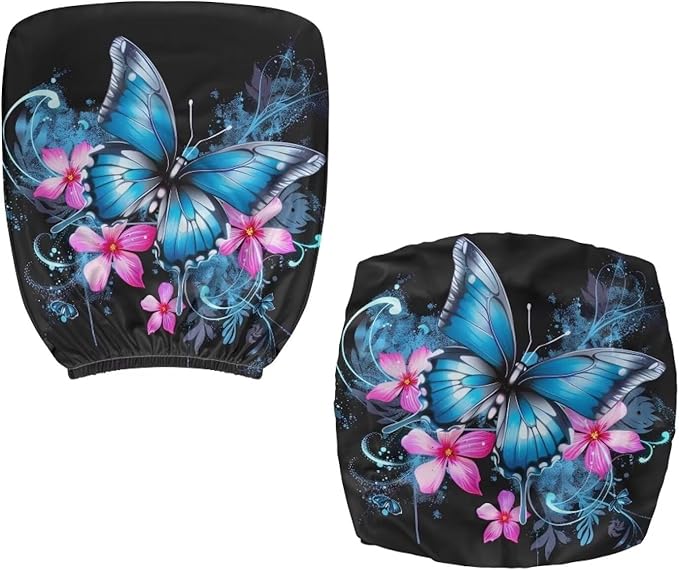 Butterfly Flower Office Chair Covers Stretchable Office Chair Seat Cover 2 Piece Washable Gaming Chair Cover Universal Fit Wheelchairs,Computer Chairs,Gaming Chairs Blue