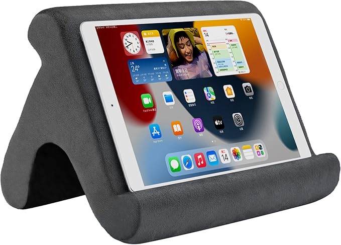 SAMHOUSING Tablet Pillow Stand - Holder & Dock for Bed with 3 Viewing Angles, Compatible with Tablets, Phones & iPad Pro 9.7, 10.5, 12.9 Air Mini 4, 3, Kindle, E-Reader & Books (Grey)