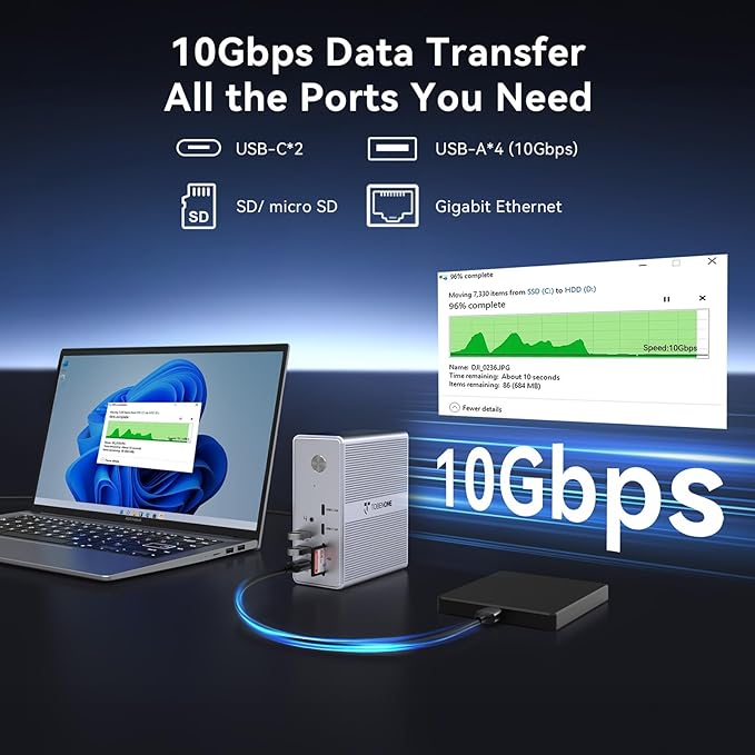 TobenONE DisplayLink Docking Station Triple Monitor with 120W Power Adapter, Triple 4K Display for MacBook Pro/Air, Thunderbolt 4/3, USB-C Windows(3X HDMI, 3X DP, 2xUSB-C, 4xUSB 3.2, SD/TF)