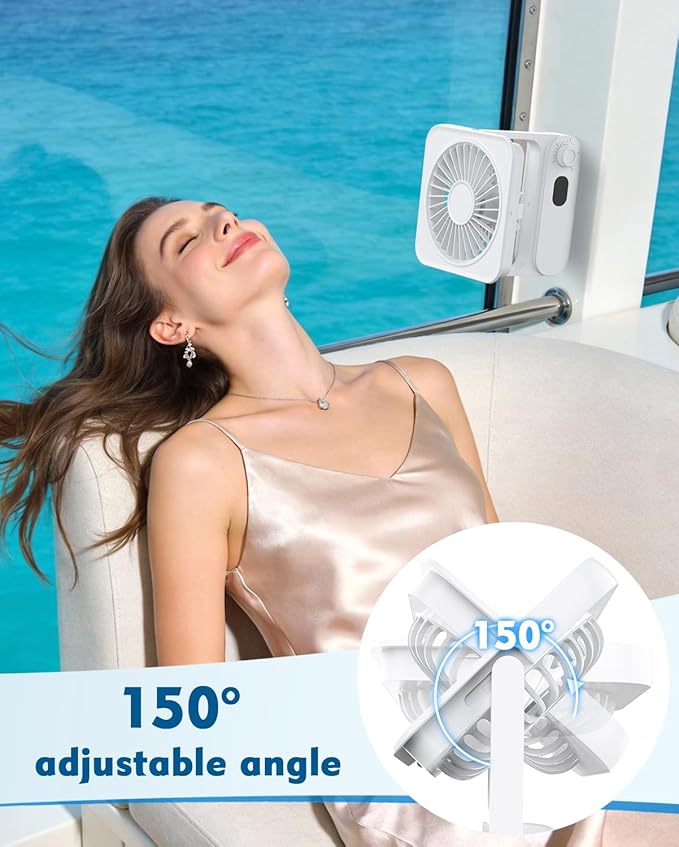 Small Desk Fan Personal Fans: 4000mah 4-14 Hours Battery Office Quiet Mini Desktop Fan Portable Rechargeable Travel Essentials, USB-C Charging for Sleeping, Office, Bedroom, Cruise, White