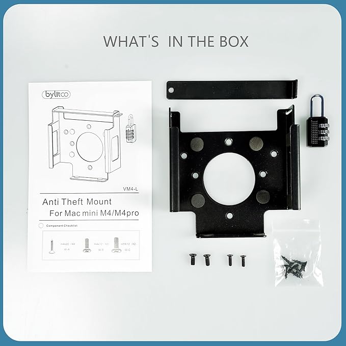 Under Desk Mount for Mac Mini M4/M4 Pro | Anti-Theft Metal Bracket with Password Lock & Protective Padding |VESA-Compatible Hidden Installation (Desk/Monitor)