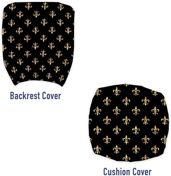 Ambesonne Fleur De Lis Office Chair Slipcover, Old Fashioned Baroque Background Royal Lily Flower Fashion Art, Protective Stretch Decorative Fabric Cover, Standard Size, Yellow Black