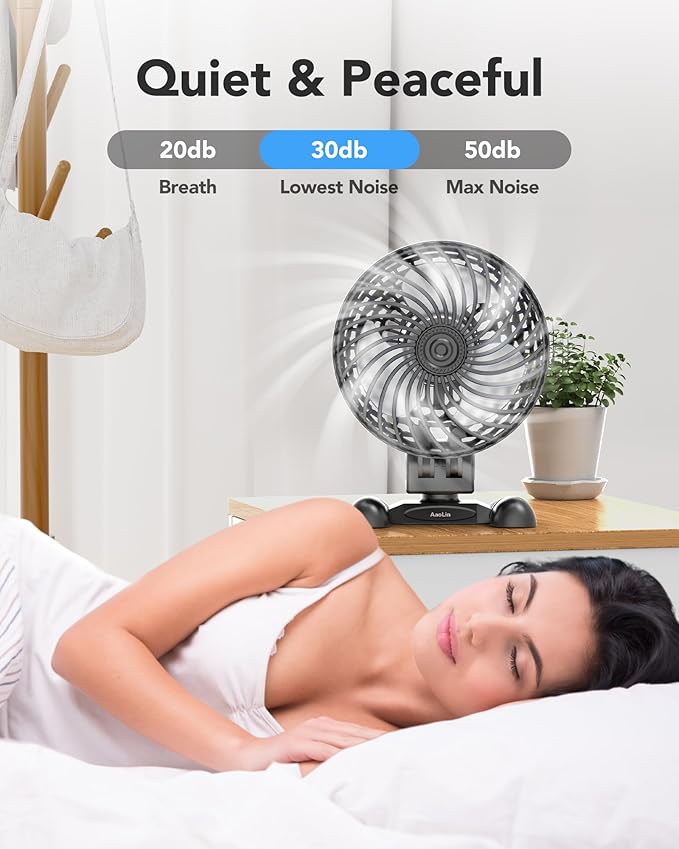 AaoLin USB Desk Fan, Table Fan with CVT Variable Speeds, Quiet Portable, Desktop Mini Personal Fan for Room, Home, Office, Black