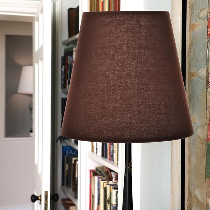 Kichvoe Cloth Lamp Cover 5.51In Brown Fabric Lampshade Clip on for Table and Floor Lamps Decorative Lighting Accessories