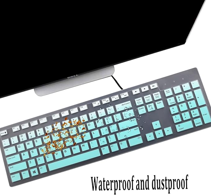 2PCS Keyboard Cover for Dell KM636 KB216 KB216t KB216d KB216p Wired & Wireless Keyboard, Dell Optiplex 5250 3050 3240 5460 7450 7050, Dell Inspiron Desktop 24" 27" 5400 5490 7700 7790 3475 3670 3477