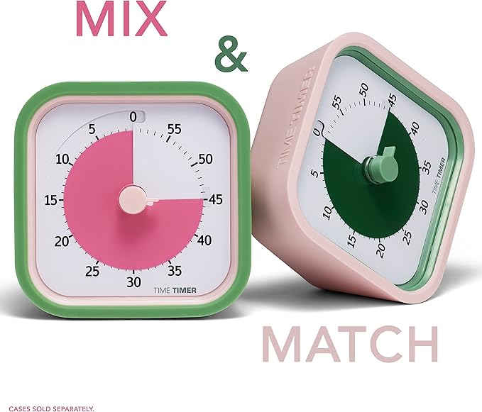 TIME TIMER MOD – 60-Minute Visual Timer, Homeschool Supplies Study Tool, Timer for Office and Meetings with Silent Operation (Peony Pink)