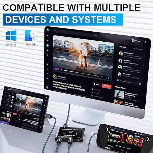 USB C KVM Switch 4K@60Hz,MLEEDA KVM Switch USB C for 2 Laptops Share Single HDMI Monitor and Keyboard Mouse,Compatible with Windows,Mac OS,Wired Remote and USB Power Cord Included