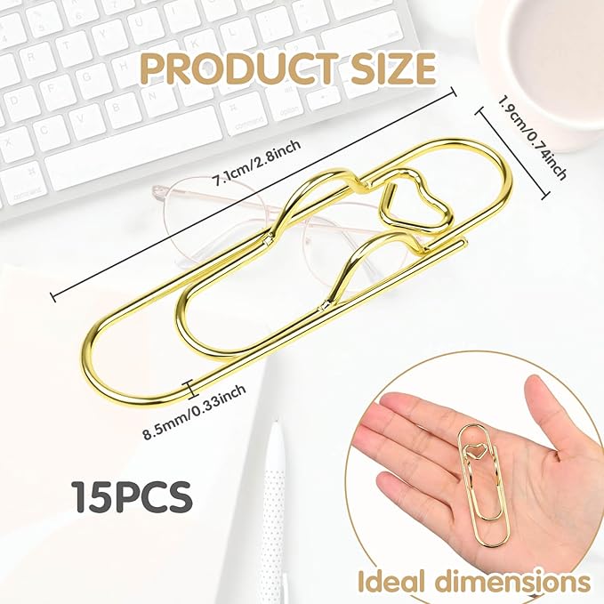 Paper Clip Pen Holder, 15 Pcs Colorful Metal Pen Clips for Notebook - Cute Pen Holder Clip, Papers Planner and Journal Accessories (Gold, Blue, Green, Purple, Rose Gold