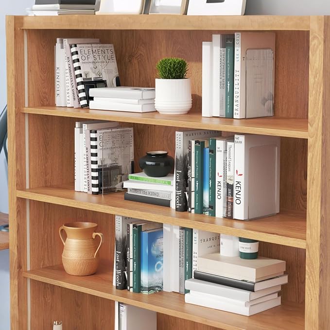 Book Ends for Shelves 8 Pcs Acrylic Bookends Clear Unique Rippled Pattern Book Holder Stand for Heavy Books Home Office School Organizer and Desktop Decorative