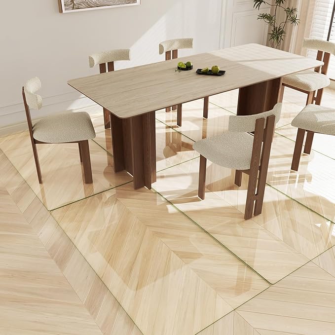 Koonmi Tempered Glass Chair Mat 30"x55" - Premium Office Chair Mat for Hardwood Floors & Low-Pile Carpet with 4 Non-Slip Pads - Thick Scratch-Resistant Surface