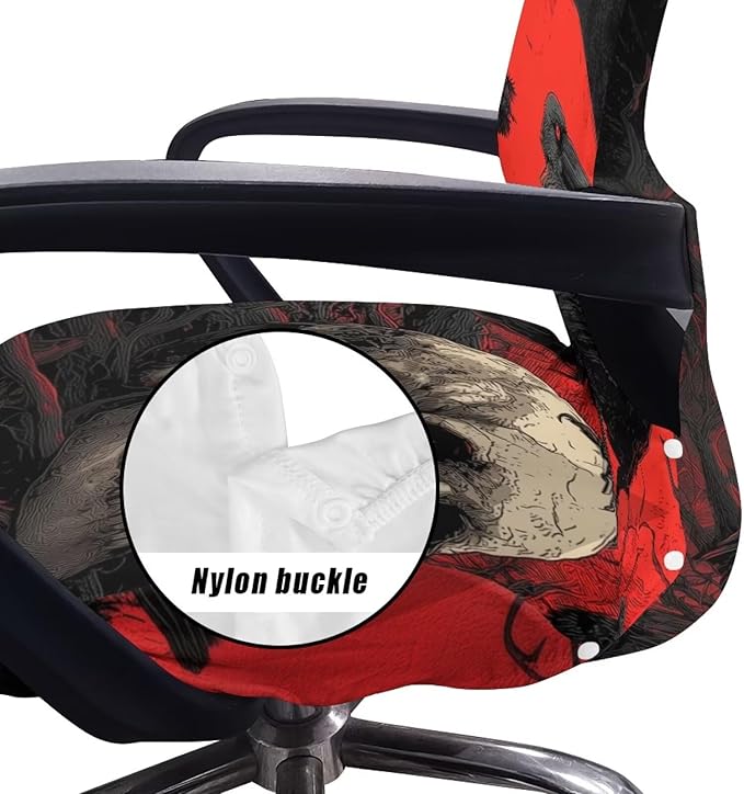 Talayituse Skull Crow Moon Print Office Chair Covers, Stretch Computer Chair Cover, Universal Boss Chairs Covers Modern Simplism Style High Back Chairs Slipcover, Large