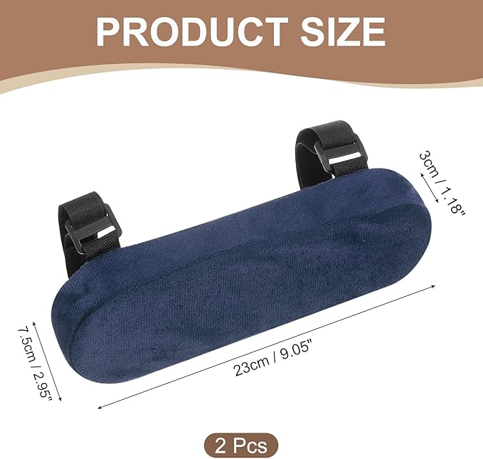 uxcell Memory Foam Chair Armrest Pads, 2 Pair Office Chair Arm Covers, Elbow Pillow for Offices Study Rooms Game Rooms (Dark Blue)