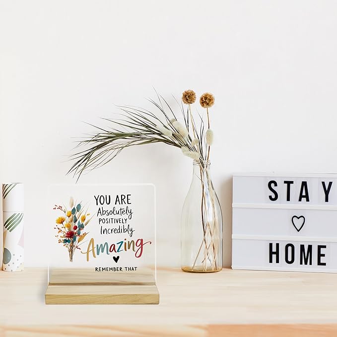 Encouragement Gifts for Women Decor Sign, You Are Amazing Acrylic Plaque, You Are Loved Sign