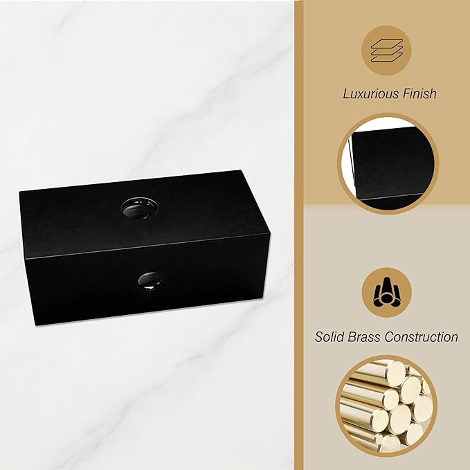 Solid Brass Glass Clamp – Fixed Mount Bracket Hardware Kit for 3/8" to 1/2" (10-12mm) Glass, Matte Black
